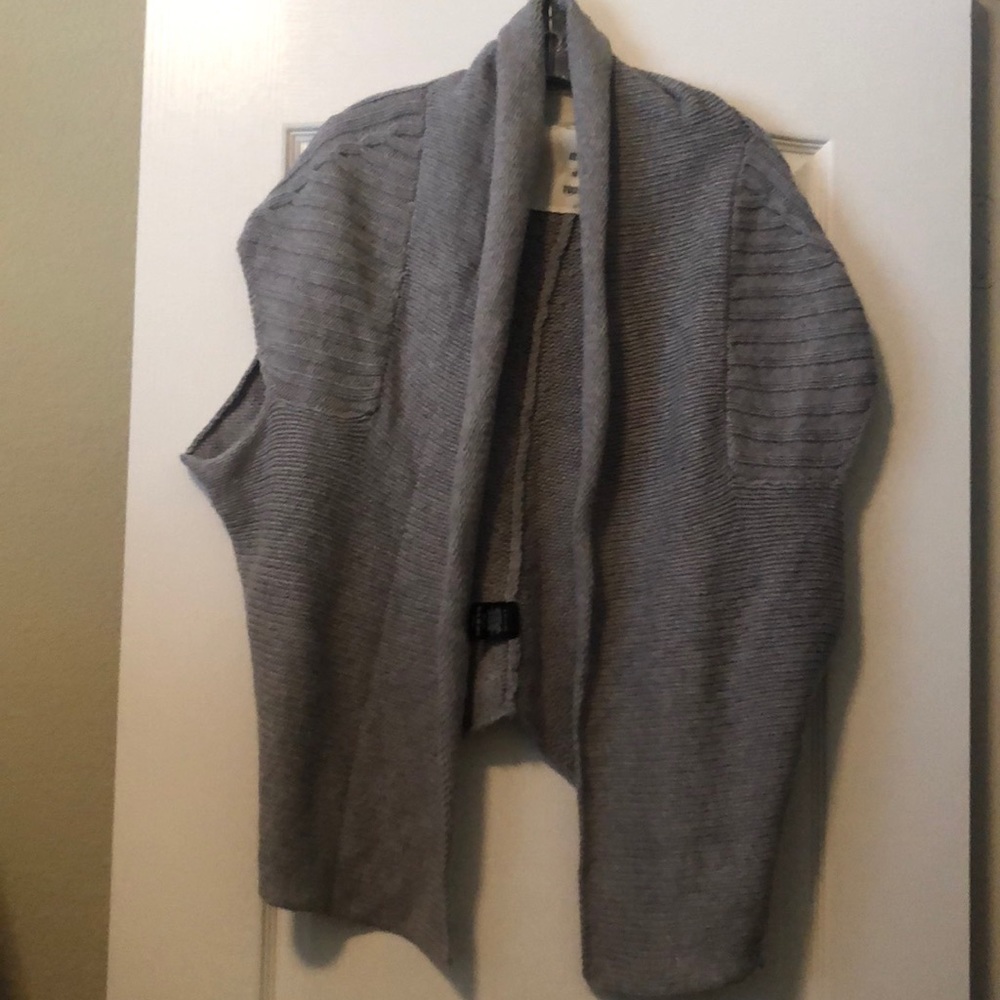 Heather grey knit open cardigan/shawl sweater